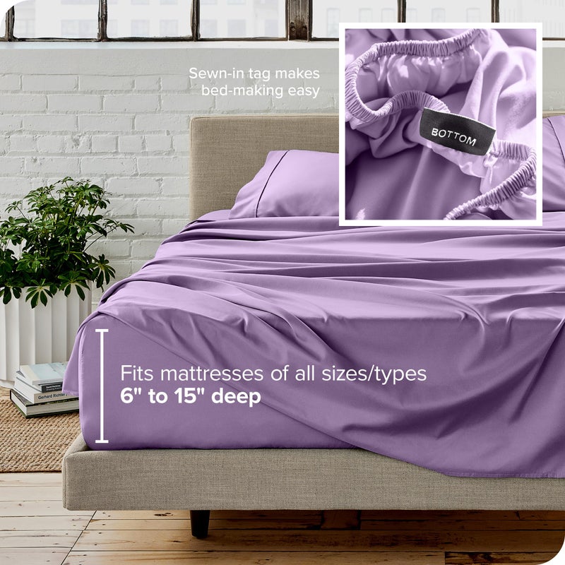 Bare Home Twin XL Sheet Set - College Dorm Size - Luxury 1800 Ultra-Soft Microfiber Twin Extra Long Bed Sheets - Deep Pockets - Easy Fit - Extra Soft - 3 Piece Set - Bed Sheets (Twin XL, Lavender) - Image 5